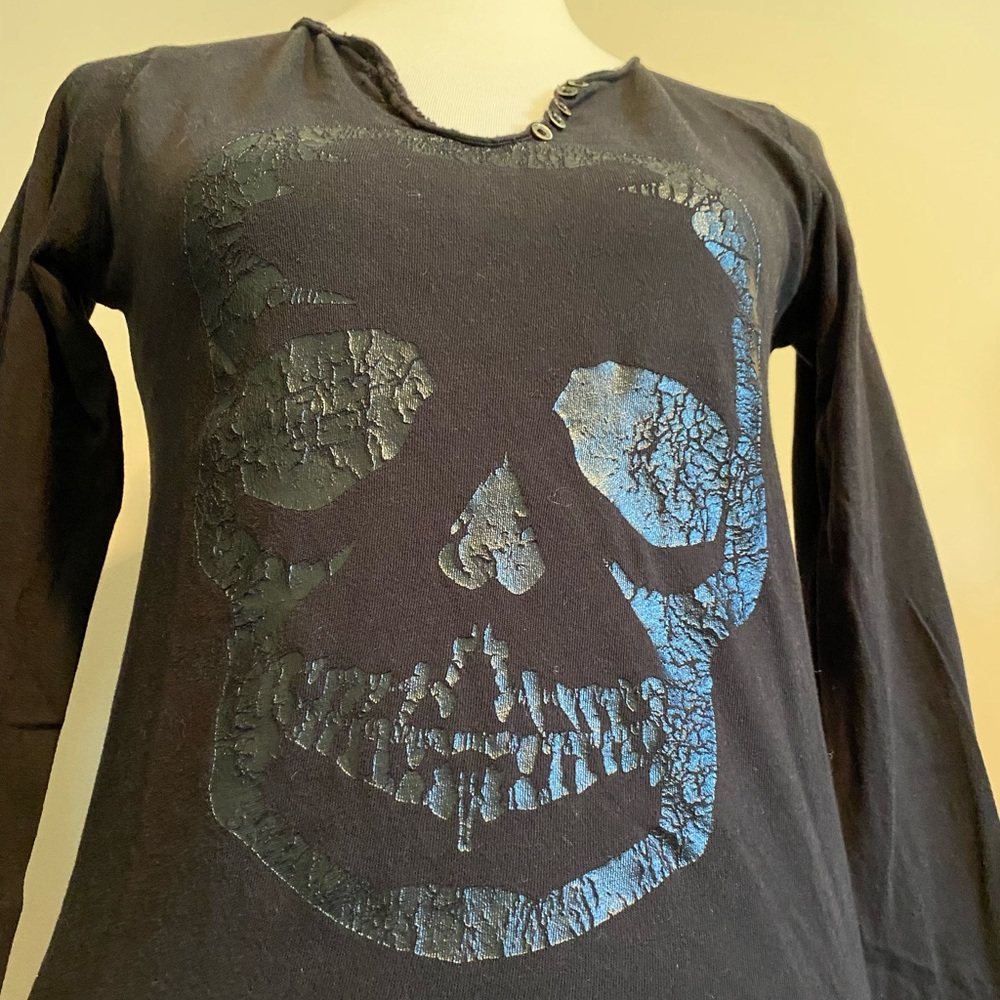 Zadig & Voltaire Tunisien Skull Embellished Long-Sleeve Tee - Picture 2 of 12